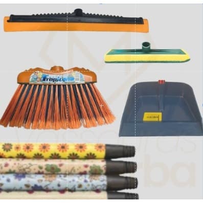 KIT VASSOURA TROPICANA COM LAVA AZULEJO (VASSOURA, RODO PA, LAVA AZULEJO CABO)