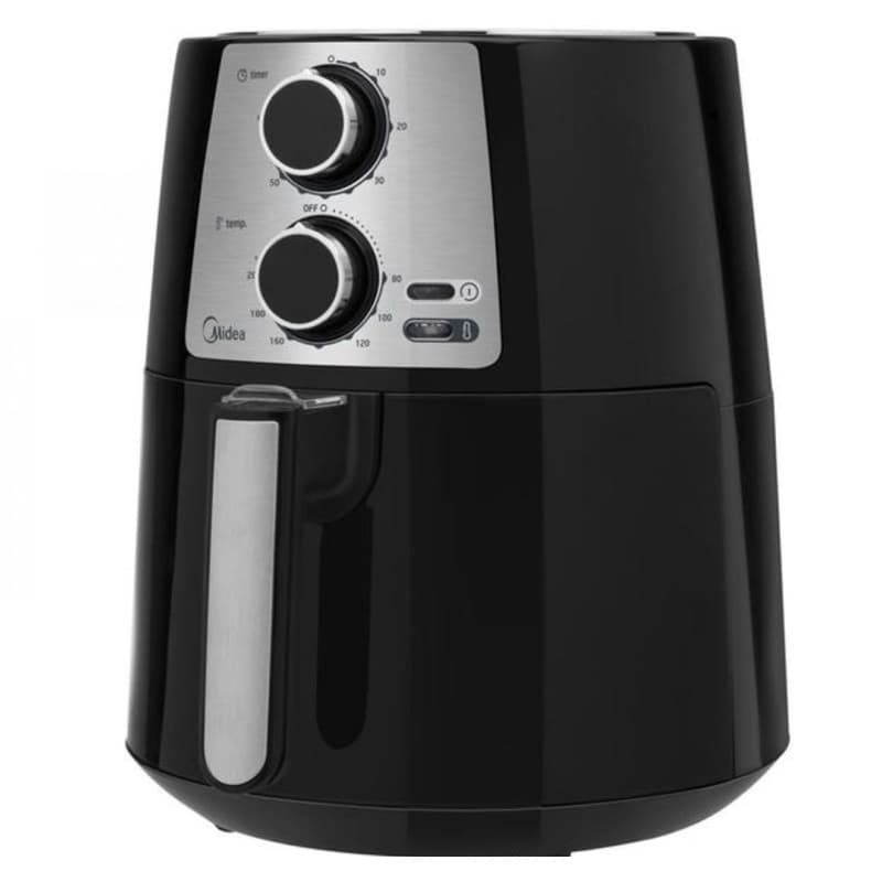 Fritadeira Air Fryer Sem Óleo Midea 3,5L Preta com Inox, controle digital e botões rotativos
