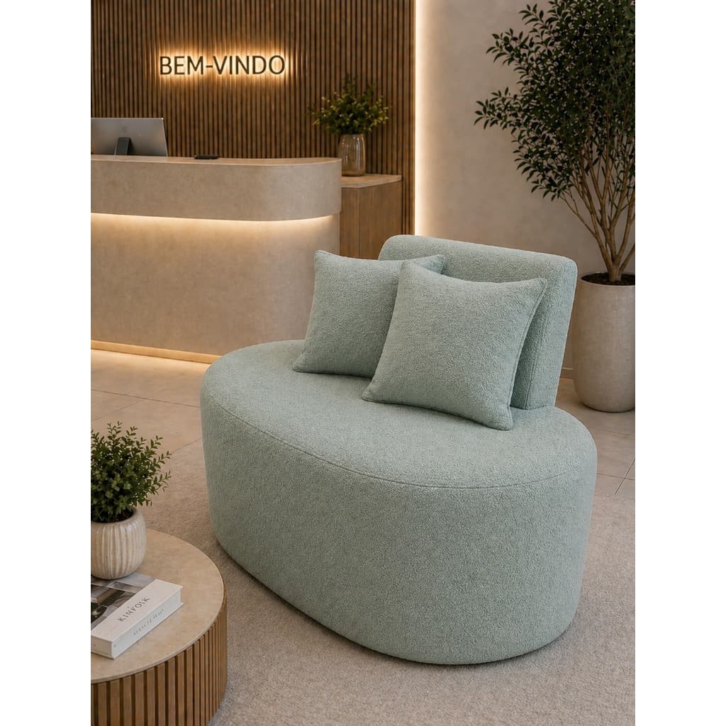 Sofa Namoradeira Organico Tecido Boucle 100 Metro 02 Lugares 02 Almofadas Visammer