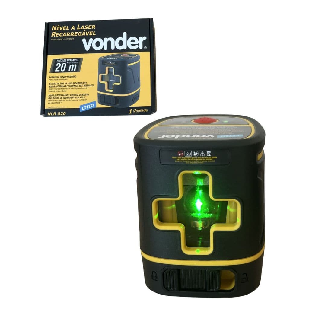 Nivel a laser vonder 20 metros recarregável luz verde  - NLR 020