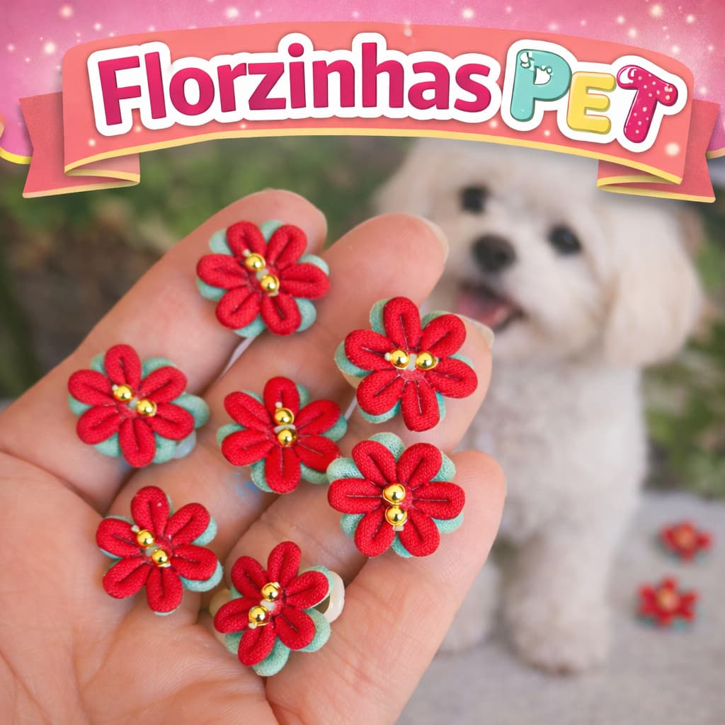 Laços Pet Florzinhas Pet Lacinhos Pet Banho e Tosa Enfeites de Cachorro Pet Acessórios Banho e Tosa Animais Domesticos