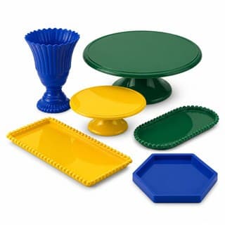 Kit mesa provençal 6 peças festa bandejas vaso 20cm cores vibrantes