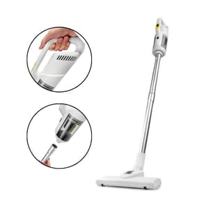 Aspirador de Pó Vertical 2 em 1 Branco e Prata