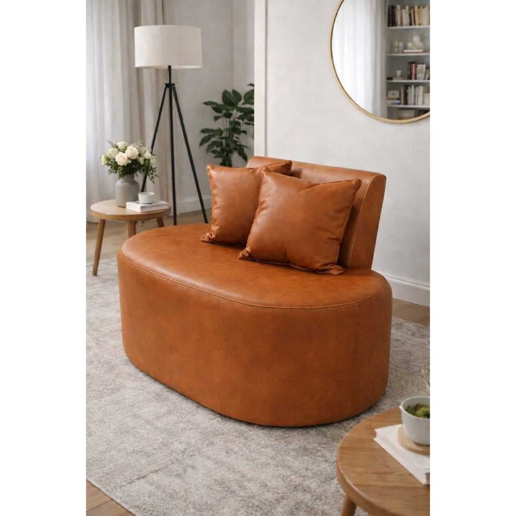 Sofá  Feijão 02 Lugares Orgânico Feijão Tecido Corino Namoradeira Para Sala Largura 1,00 Cm Visammer