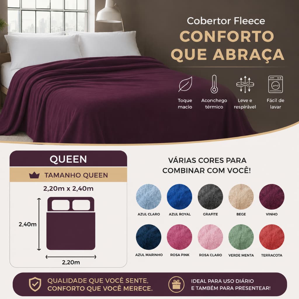 Cobertura de microfibra liso queen 220x240cm - Camesa