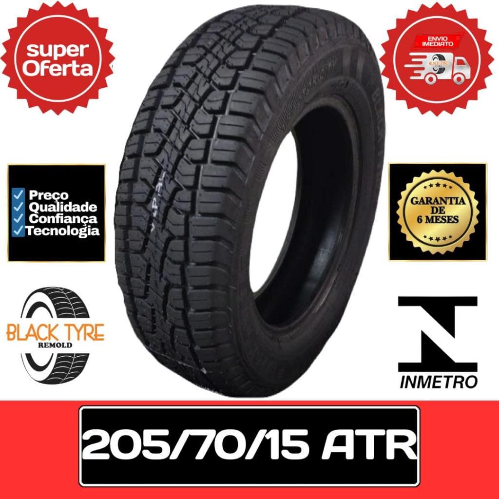 Pneu Remold Black Tyre 205/70 R15 ATR Aro 15