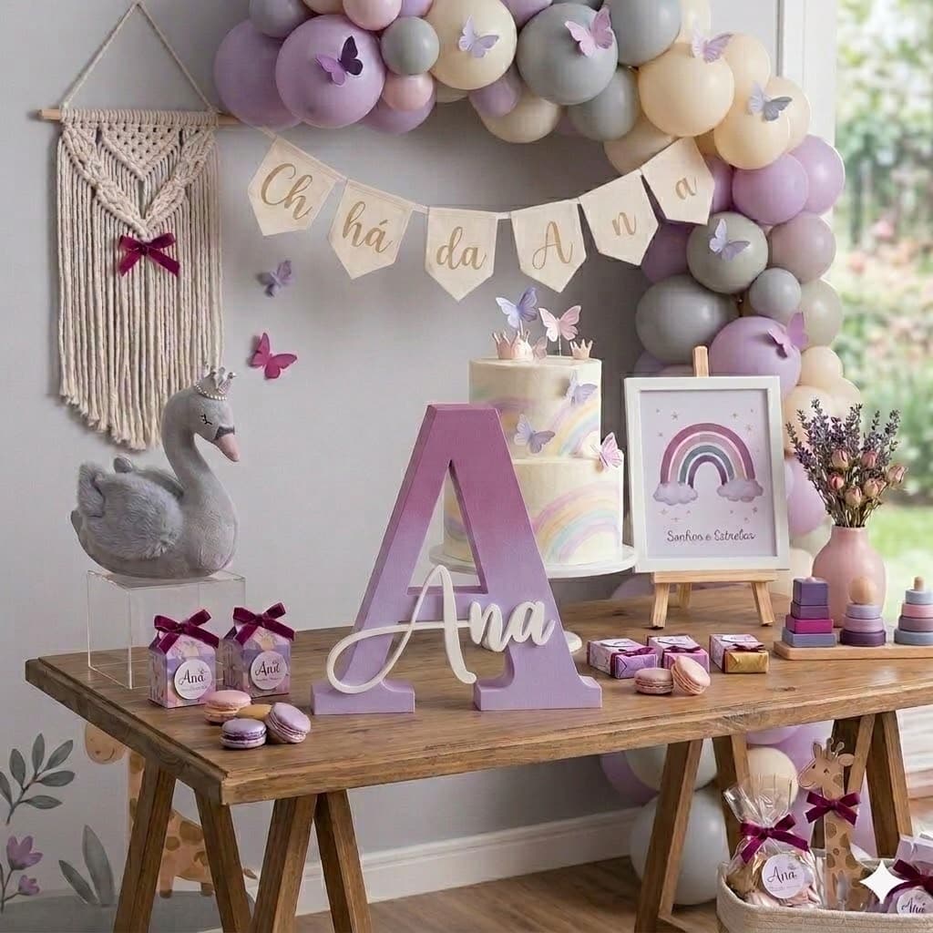 Letreiro Nome Personalizado 3D Decoração Mesa Aniversário Casamento Chá de Bebê Batizado Maternidade