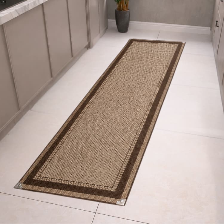 Passadeira Sisal 150x50 Antiderrapante Cozinha Quarto Corredor Beira Pia Ponteira Aço Elegante