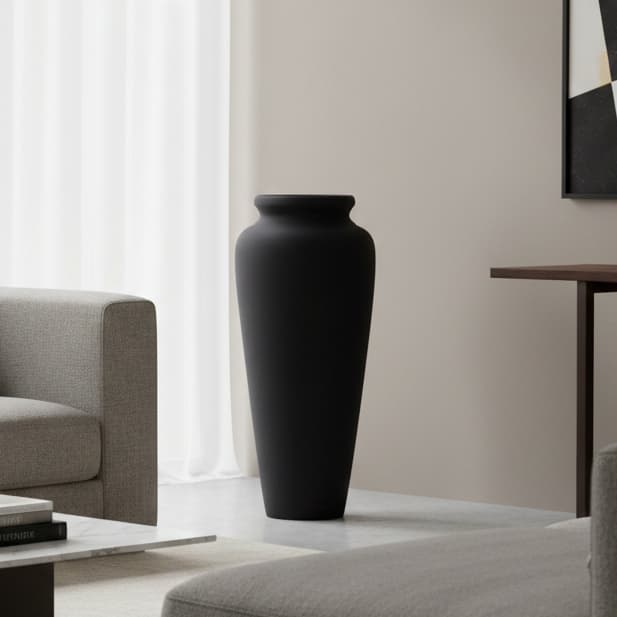 Vase de chão grande preto moderno para decoração de sala