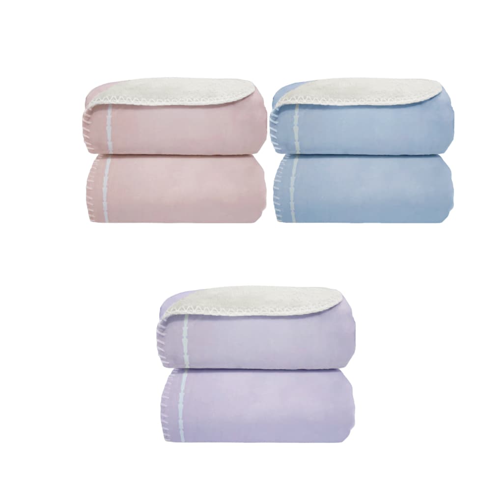 Cobertor Bebê Moon Frame Laço Bebê Dupla Face 90x110cm nas cores Rosa bebê, Azul bebê e Lilás