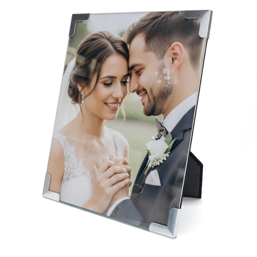 Porta-retrato foto 20x25 prata clip metálico minimalista para mesa e parede