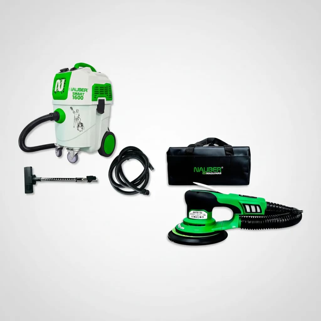 Kit Lixadeira Roto Orbital Nauber ROTO 5E 350W + Aspirador Smart 1600 30L 220V com Saco Coletor
