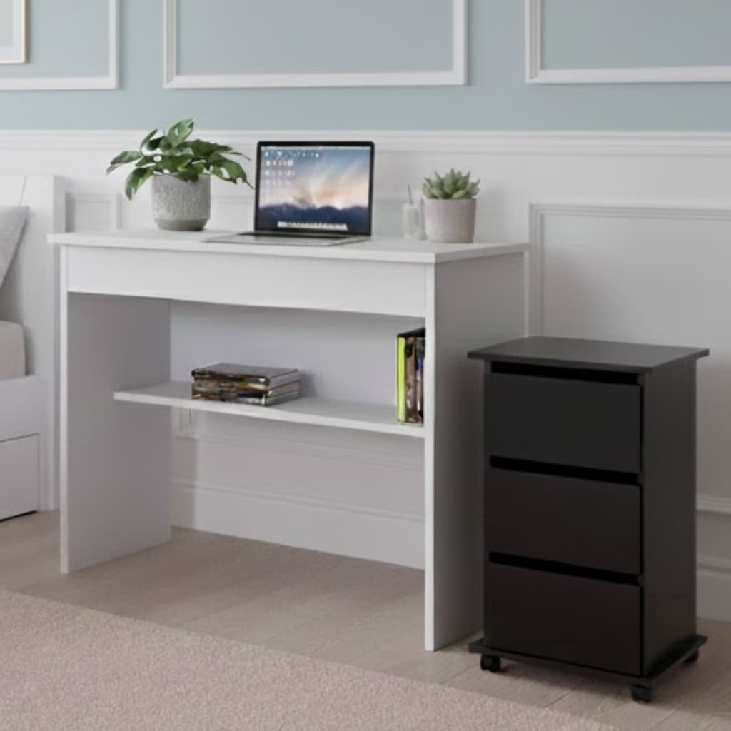 Conjunto Escrivaninha Com Gaveta + Gaveteiro Auxiliar 3 Gavetas Para Home Office Estudo Organização