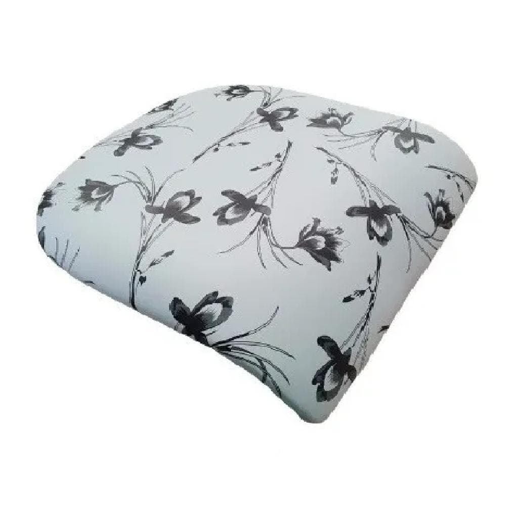 Almofada retangular cinza com estampa floral preta