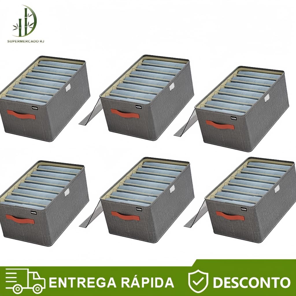 Caixas de armazenamento dobráveis cinza à prova d'água com divisórias e alças vermelhas