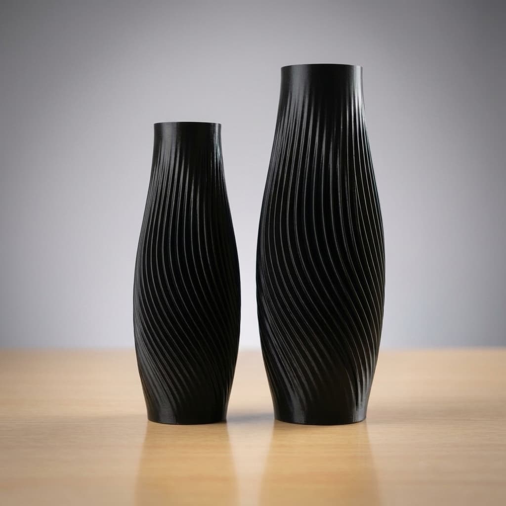Kit de dois vasos decorativos modernos em preto com design minimalista