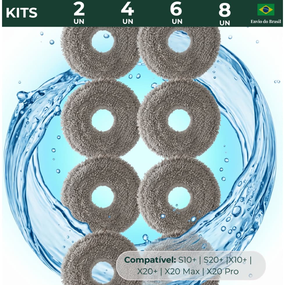 Kit de panos de limpeza para robô aspirador compatível com Xiaomi S10+, S20+, X10+, X20+, X20 Max, X20 Pro e S40 Pro
