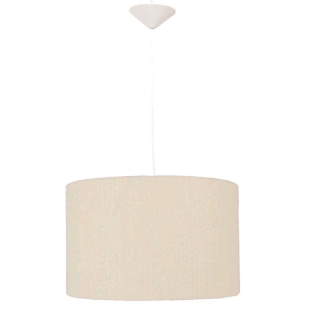 Cúpula pendente 30x20 cm cor cru com fio branco de 1 metro para luminária de teto