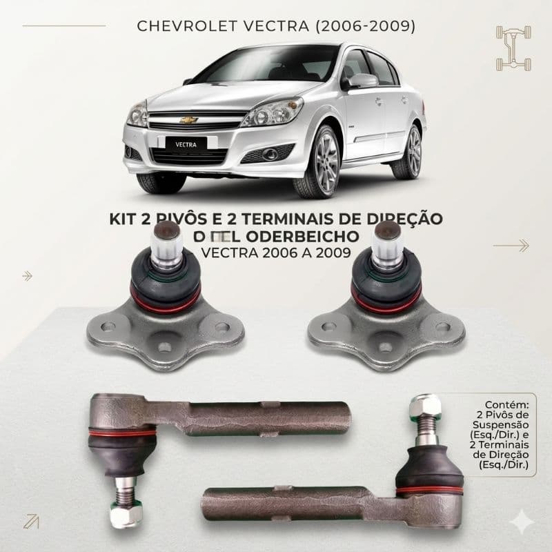 Kit Suspensão e Direção: 2 Pivôs + 2 Terminais de Direção – Chevrolet Vectra (2006 a 2009)