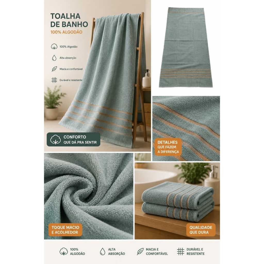 TOALHA DE BANHO 100% ALGODÃO verde- clara; toalha premium algodão toalha macia; toalha felpuda; toalha super absorvente;
