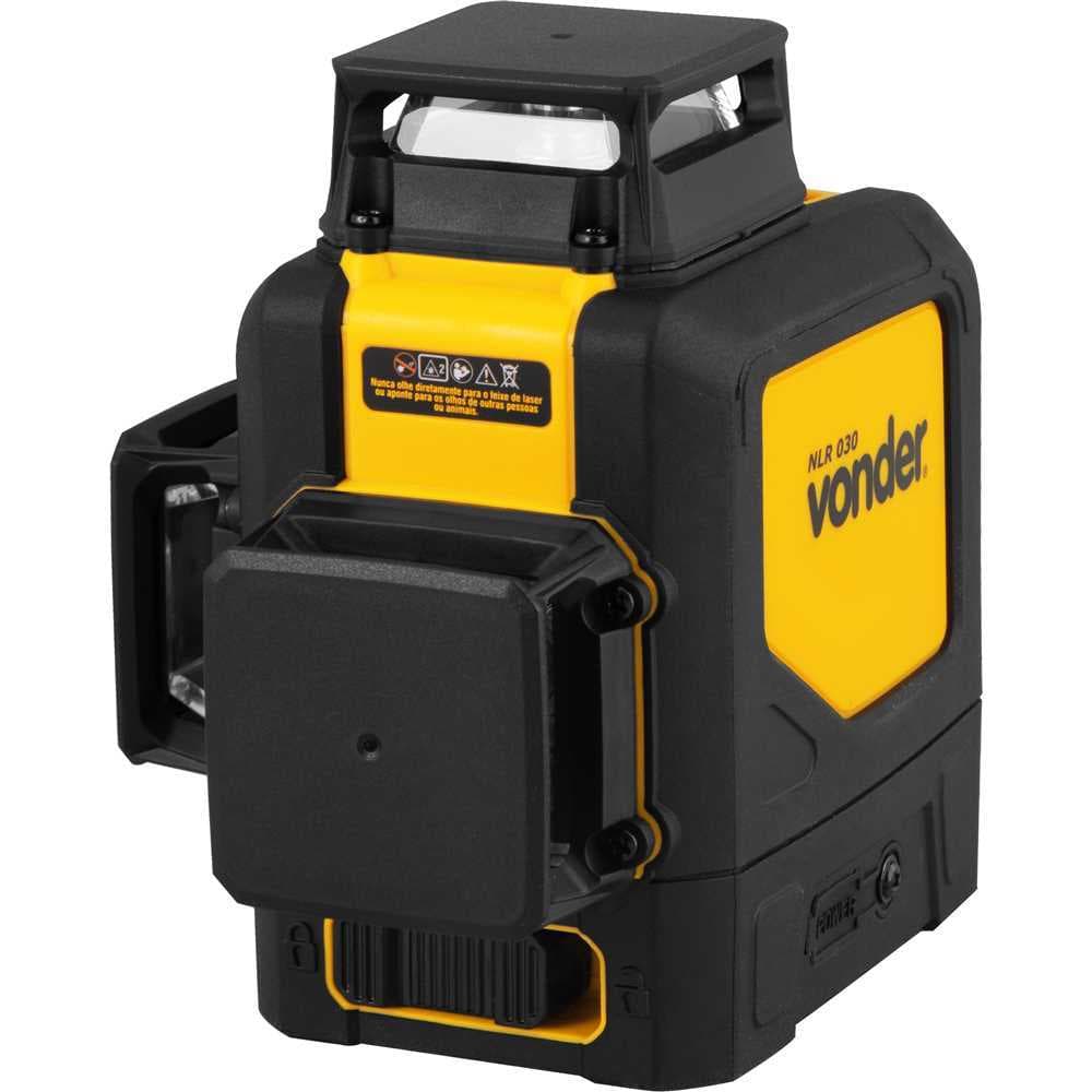 Nível a laser 30m verde autonivelante recarregável NLR030 Vonder profissional - preto e amarelo
