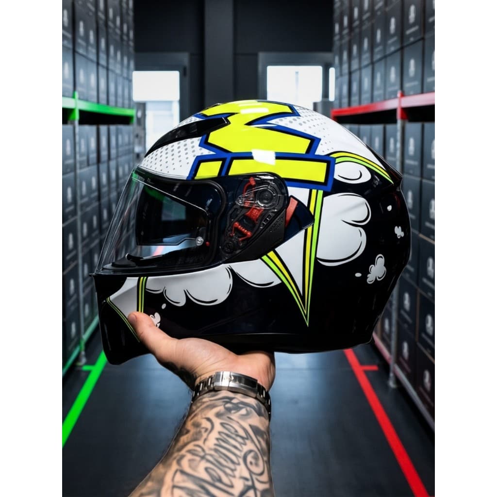 Capacete Agv K3 SV Bubble Azul Branco Amarelo Capacete K3, Moto Speed, Capacete Esportivo