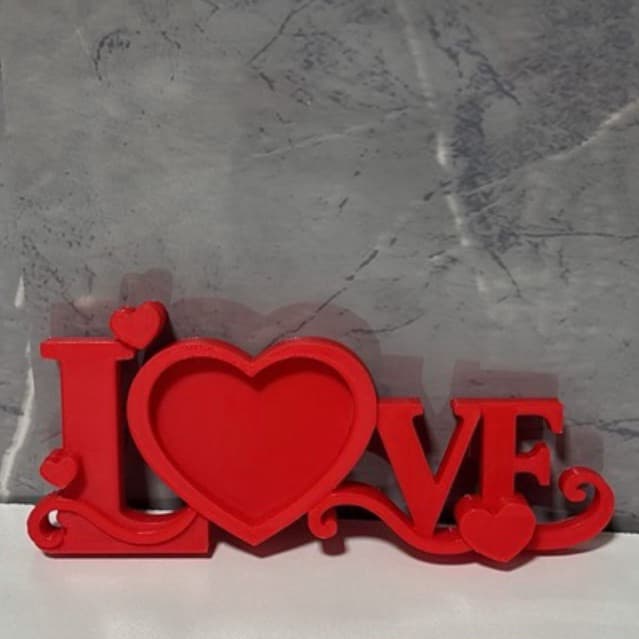 Porta Foto Love 3D | Porta Retrato Impressão 3D | Item Decorativo Romântico | Casal Amor Namorados
