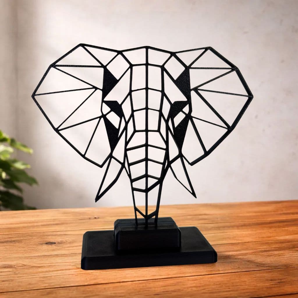 Estatueta Elefante Low Poly 15cm - Decoração para Setup Gamer Escritório Home Office e Estante Livros Design Moderno
