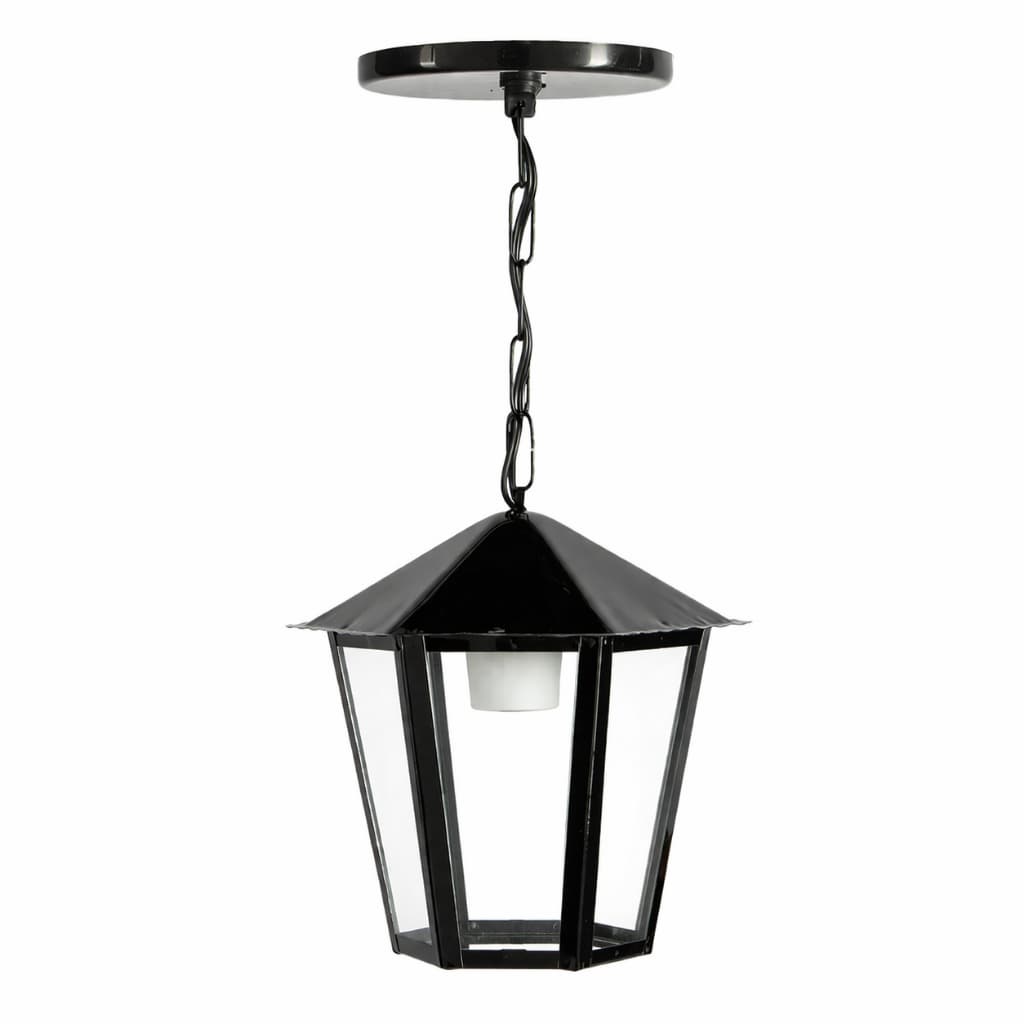 Luminária pendente arandela colonial preta com cúpula transparente