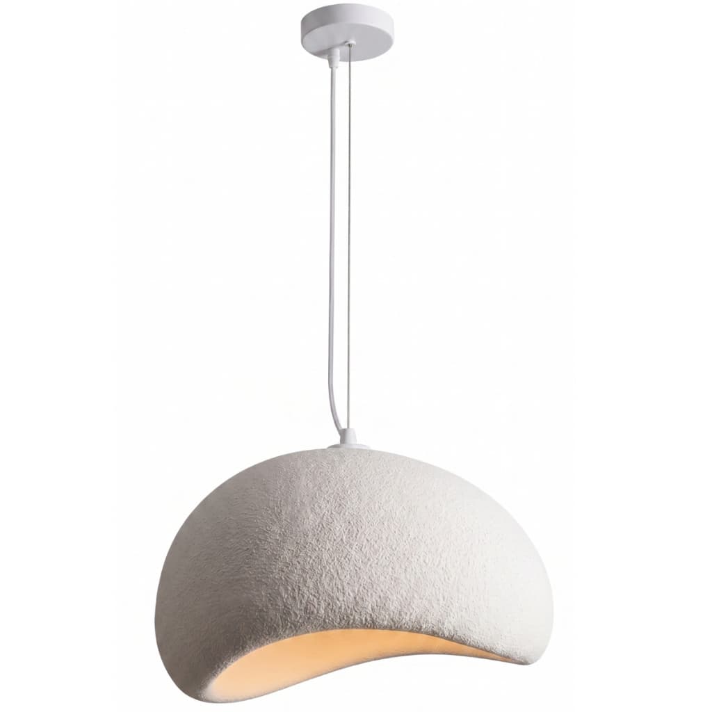 Luminária pendente estilo japonês com cúpula branca areia