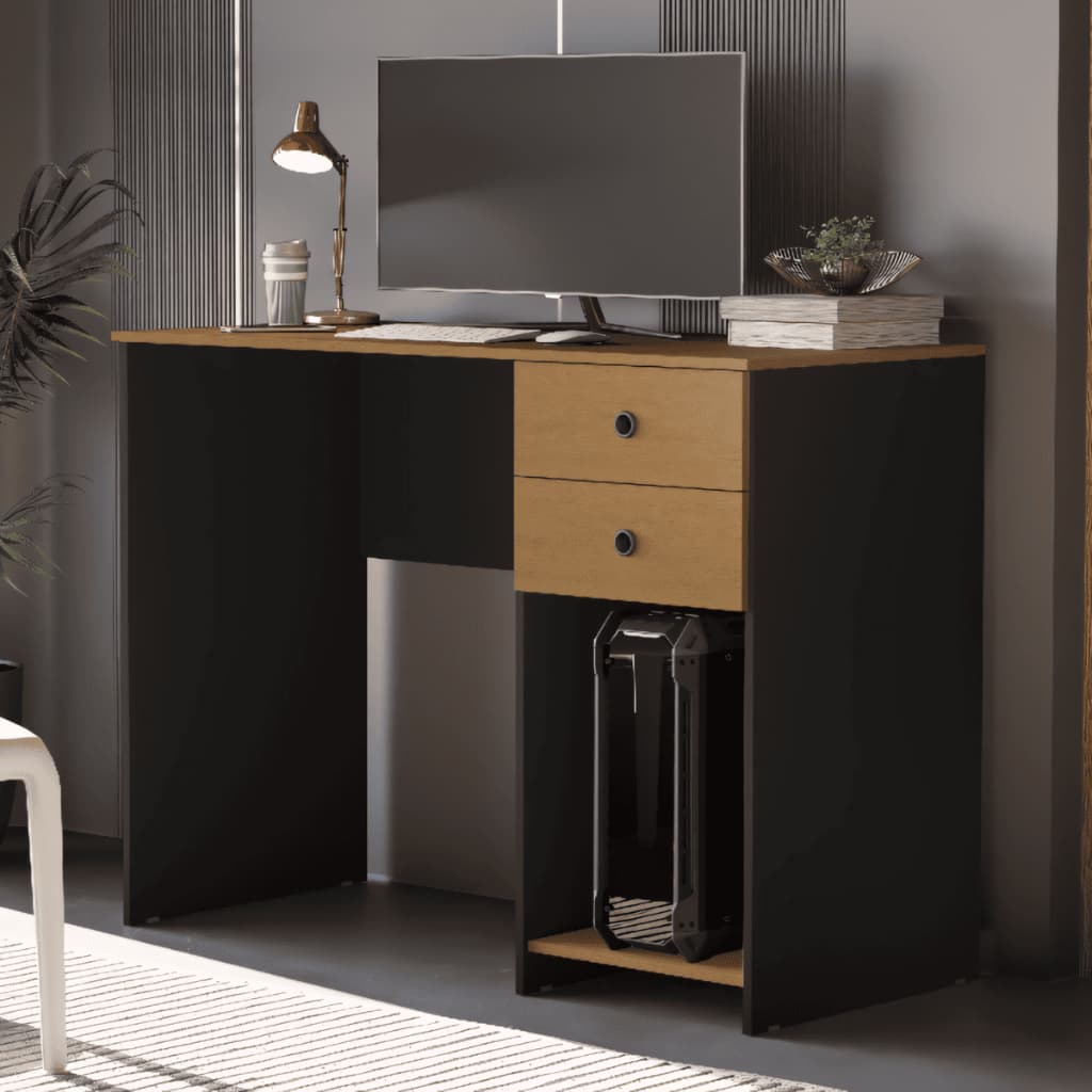 Mesa Escrivaninha Gamer Premium Branca e Preta com Suporte para CPU, Laptop e Monitor