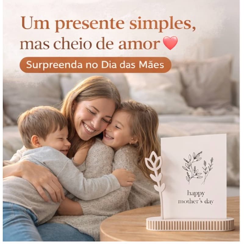 Porta Retrato Decorativo Suporte para Fotos Presente Dia das Mães Minimalista