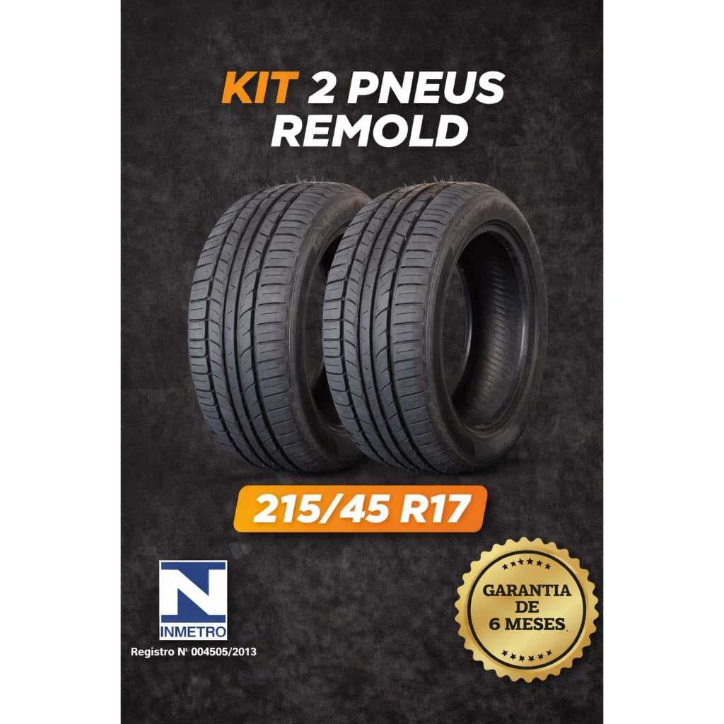 Kit 2 Pneus Remold 215/45 R17 com Garantia de 6 Meses