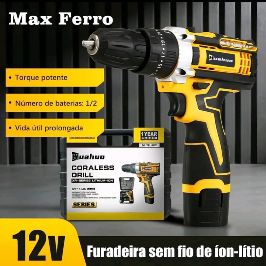 Parafusadeira Furadeira 12V 550W Disponíveis Kit Parafusadeira Elétrica furadeira e parafusadeira a bateria(110V/220V)