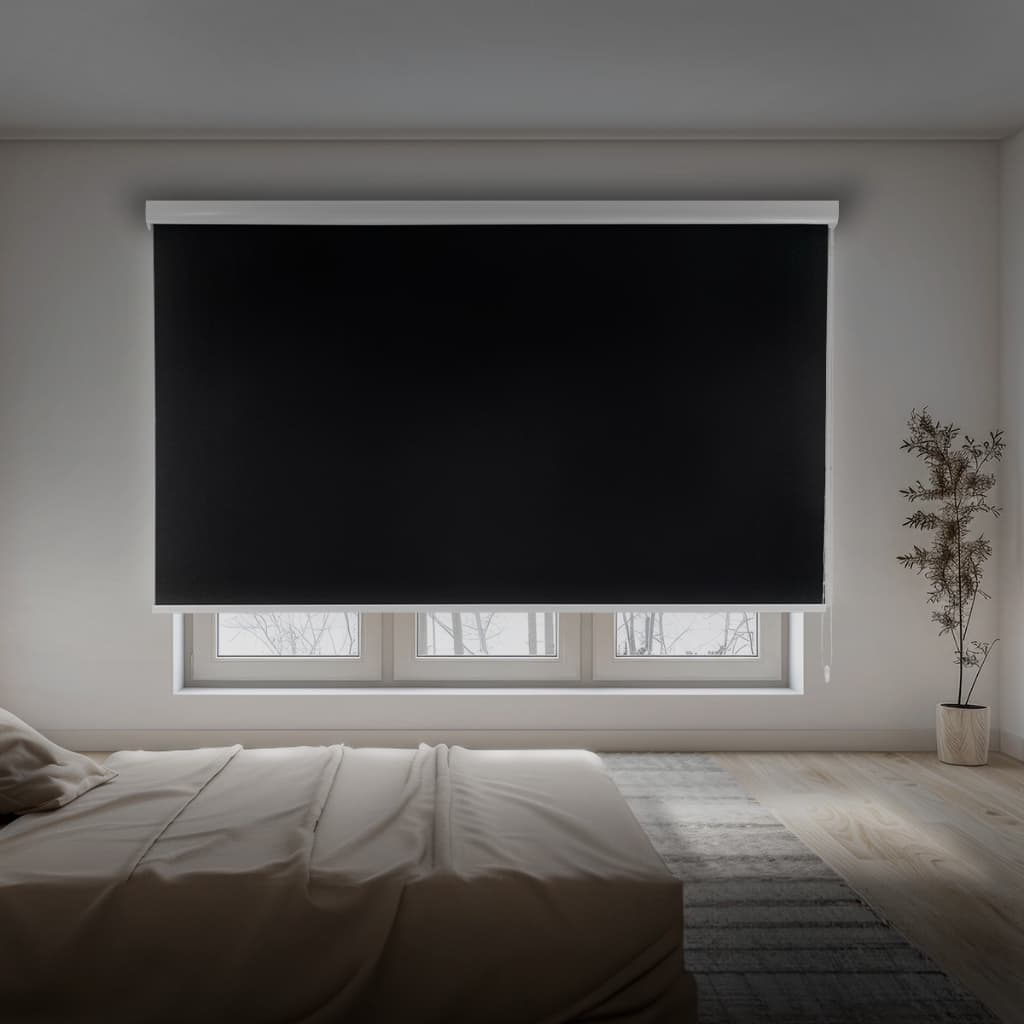 Persiana Blackout Rolô 1,10m x 1,10m Cortina Blackout Total preta
