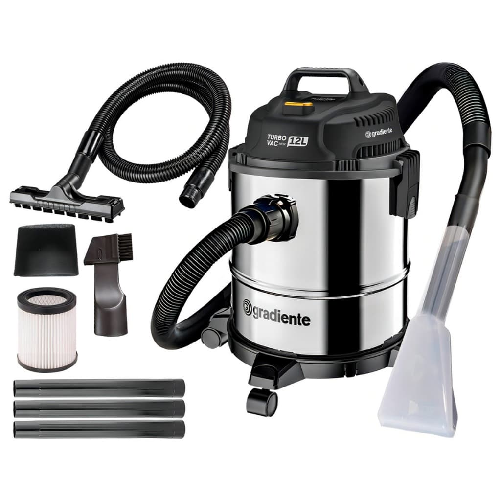 Aspirador de pó e água turbo inox Gradiente 12L 1200W com acessórios