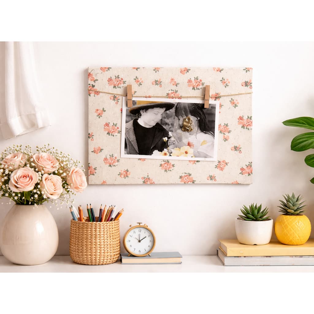 Quadro porta retrato floral com foto de casal, decoração de parede