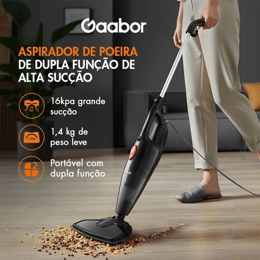 Aspirador de pó vertical 2 em 1 600W portátil com fio 220V potente compacto multiuso