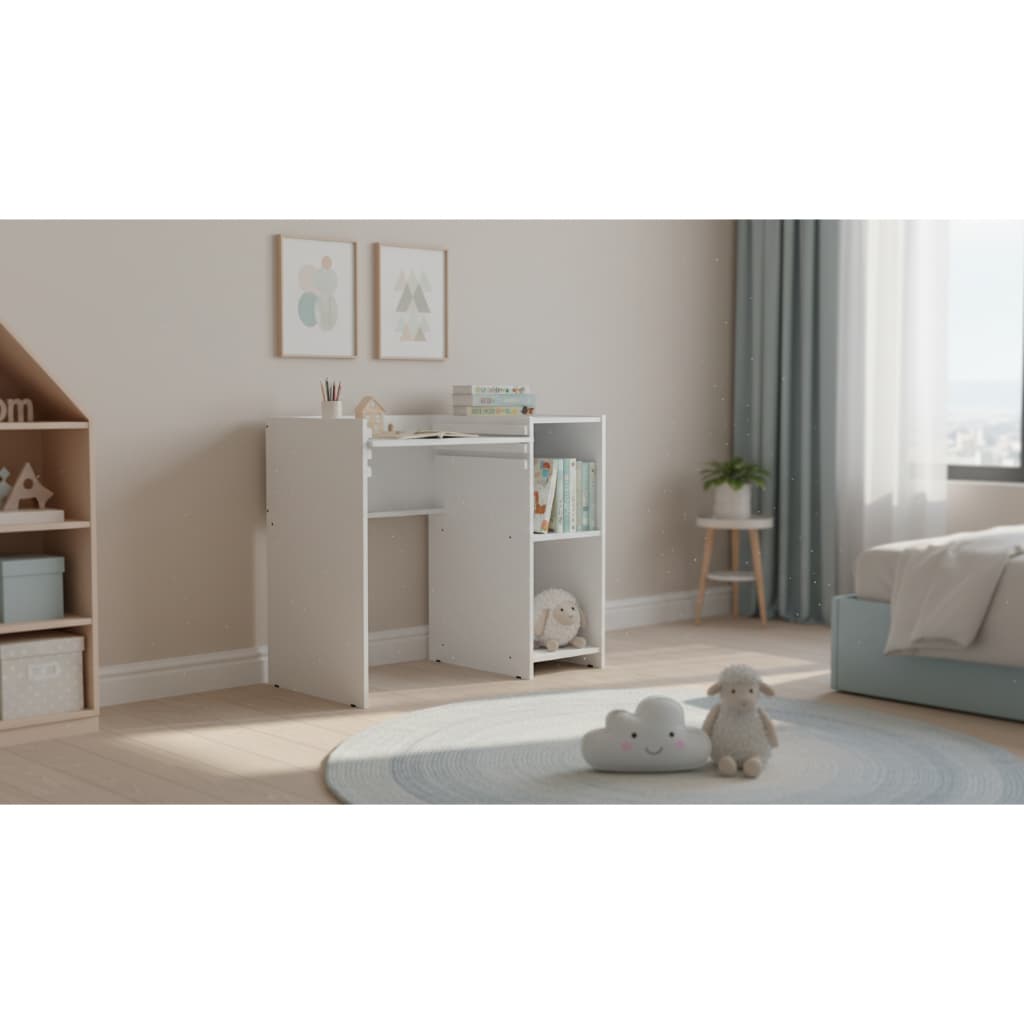 Escrivaninha Infantil Ajustável com Nicho Lateral – Mesa de Estudo Resistente em MDF/MDP | Compacta e Moderna