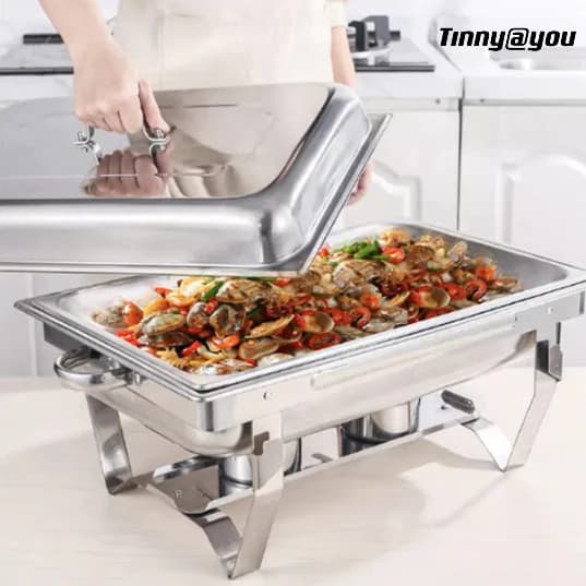 Rechaud Profissional Inox 9L com Divisórias para Buffet Festas Eventos TINNY YOU