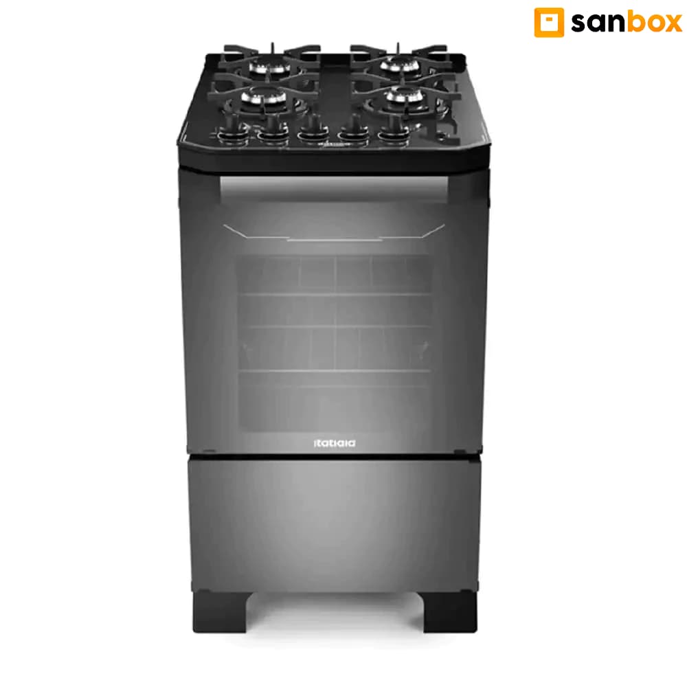 Fogão a gás Itatiaia Itamaster 4 bocas com mesa de vidro, preto, 58l, bivolt.