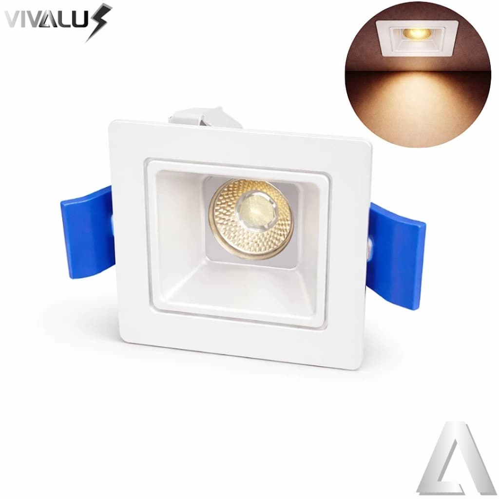 Luminária embutida LED 1W, design minimalista branco e azul, luz branca fria 6500K