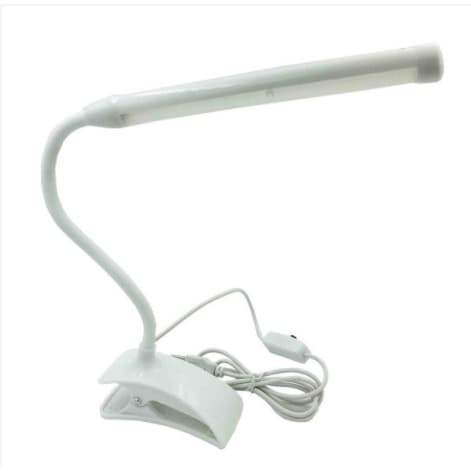 Luminária LED flexível de mesa para leitura com clip e cabo USB, cor branca