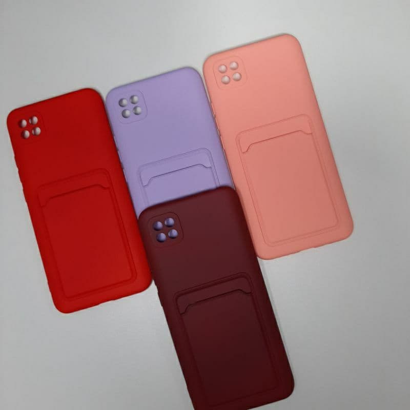 Capas de silicone para Xiaomi Poco C3 em vermelho, roxo e rosa com compartimento para cartão