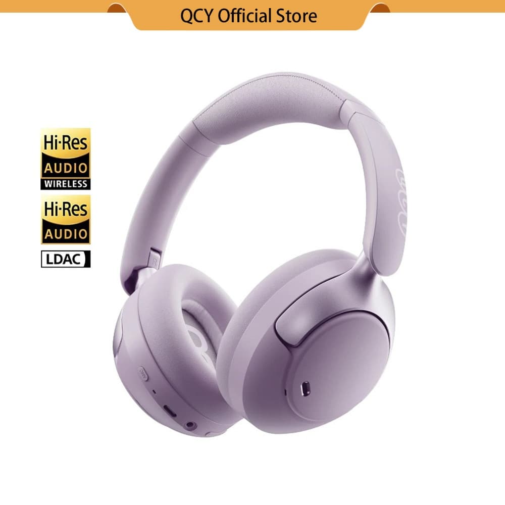 Fone de ouvido sem fio QCY H3Pro ANC Bluetooth 5.4 em roxa acinzentada