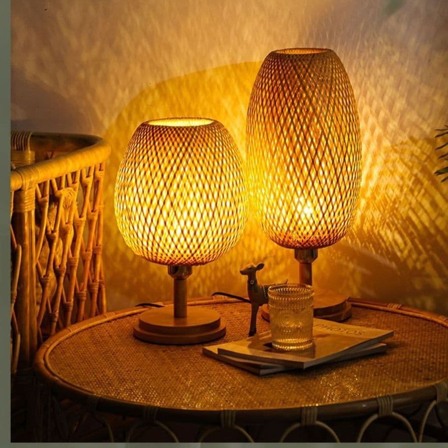 Abajur De Mesa De Madeira Pós-Moderno Com Abajur Tecido À Mão, LED Luminária De Mesa, Quarto, Sala De Estar, Estudo.