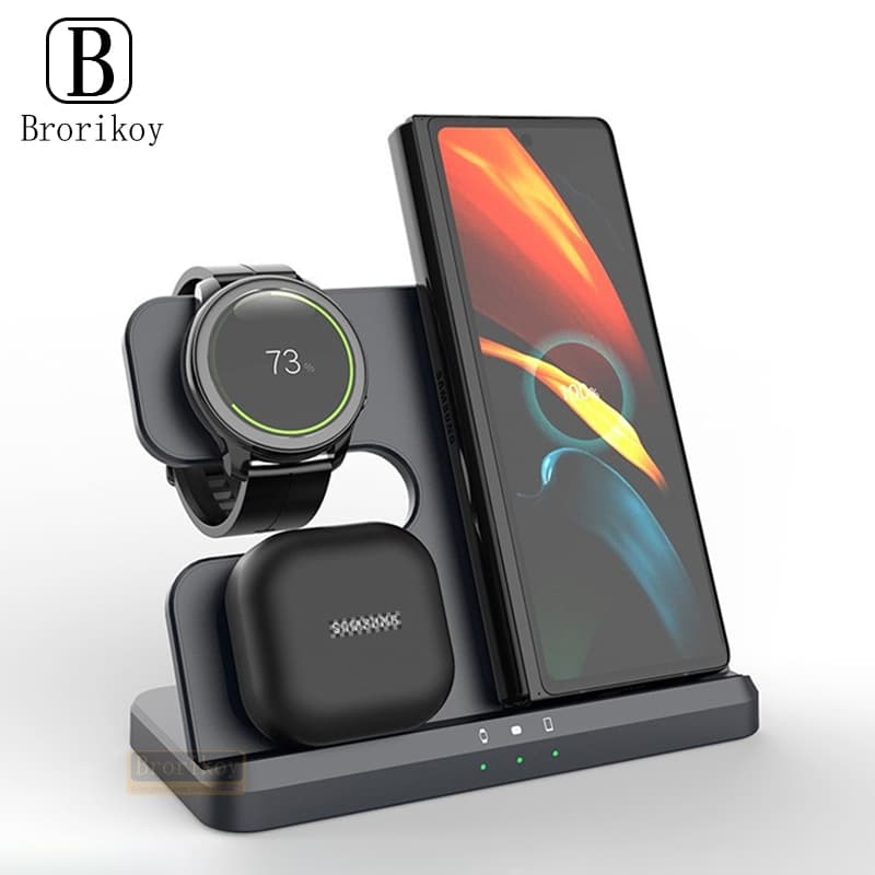 Suporte de carregador sem fio Brorikoy para Samsung, carregando smartphone, smartwatch e dispositivo móvel