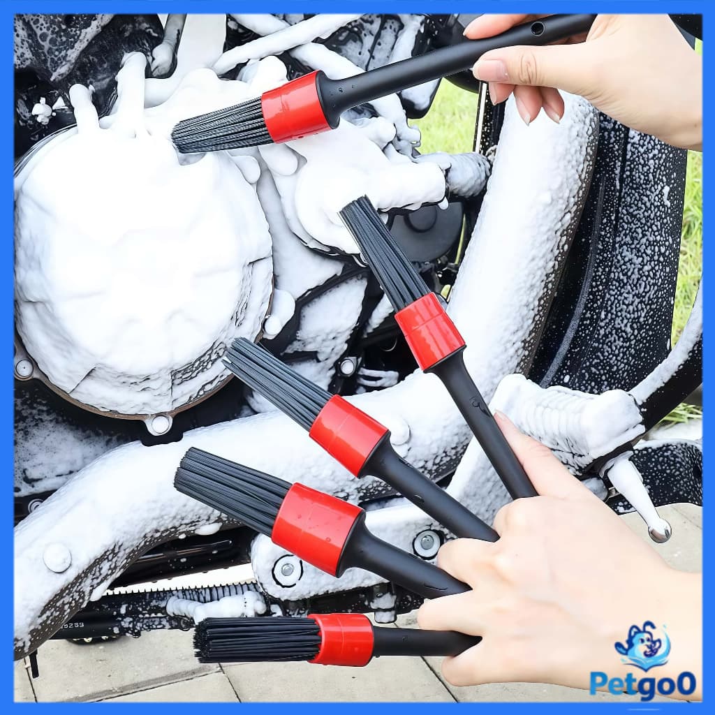 Kit 5 pincéis de roda para lavagem detalhada automotiva e residencial