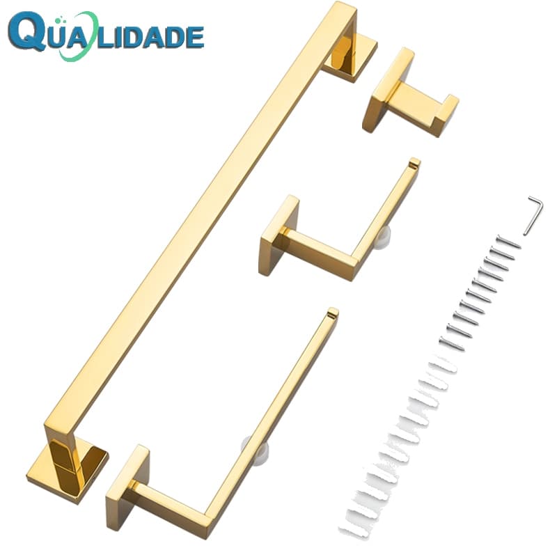 Kit De Acessórios Para Banheiro 4 Peças 37Cm/56Cm 304 Instalação De Perfuração De Aço Inoxidável