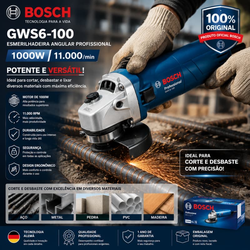 esmerilhadeira lixadeira bosch 220v GWS6-100 1000W lixadeira bosch 110v serra Angular esmerilhadeira